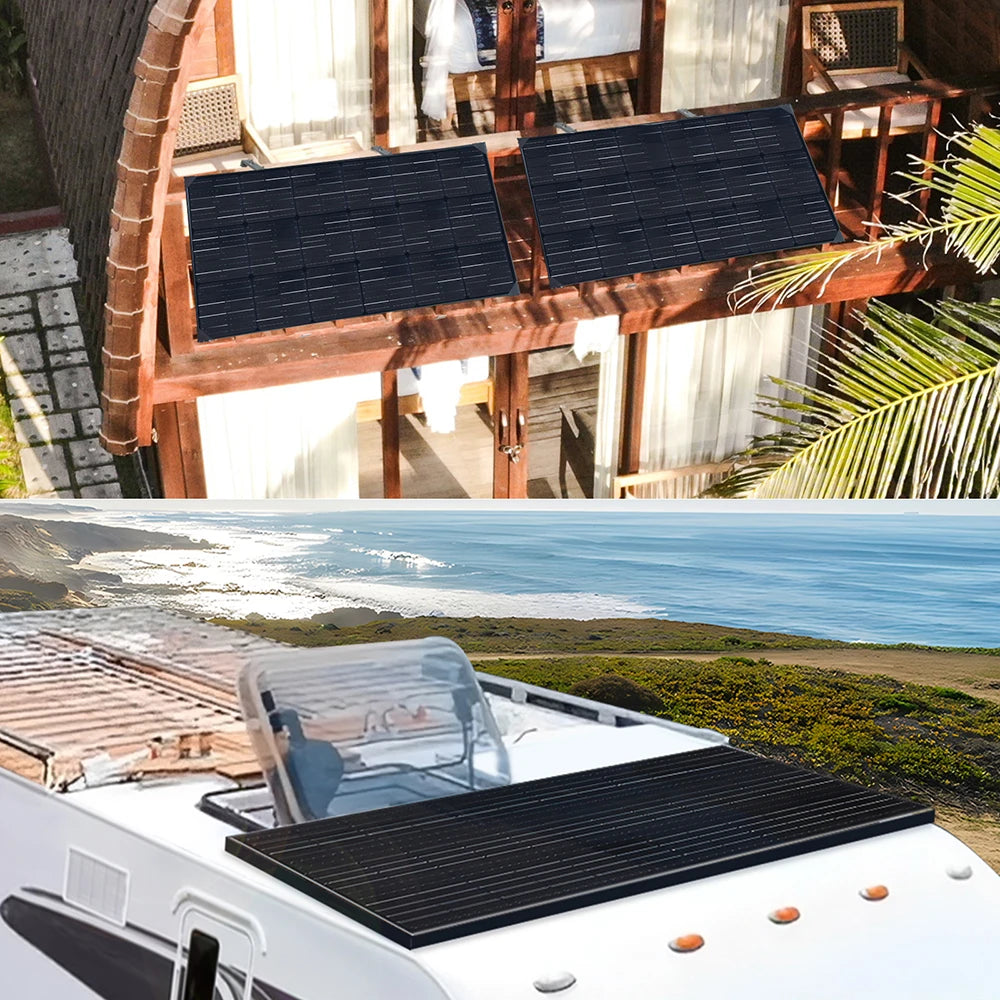 100W-1000W Solarpanel 100W 12V, Hocheffizientes-Monokristallines Panel, PV-Modul Stromladegerät für Wohnmobil, Marine, Dach, Landwirtschaft, Batterie und andere netzunabhängige Anwendungen, Einzeln 100W