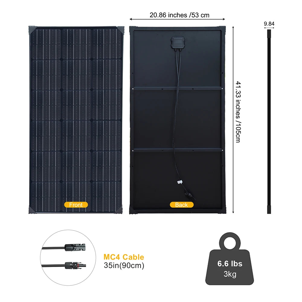 100W-1000W Solarpanel 100W 12V, Hocheffizientes-Monokristallines Panel, PV-Modul Stromladegerät für Wohnmobil, Marine, Dach, Landwirtschaft, Batterie und andere netzunabhängige Anwendungen, Einzeln 100W